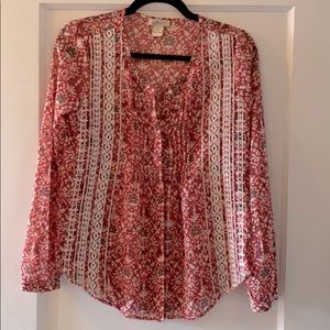 Lucky Brand Sheer Button Down Top